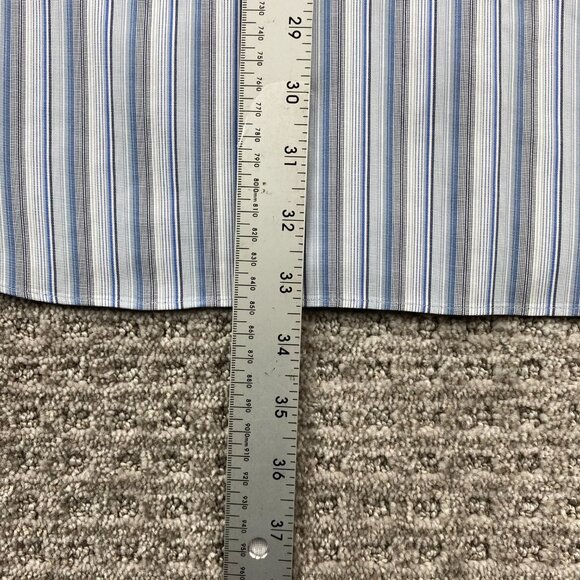 Eddie Bauer Shirt Men L Tall Slim Fit Blue White Gray Striped Wrinkle Resistant - Picture 9 of 9